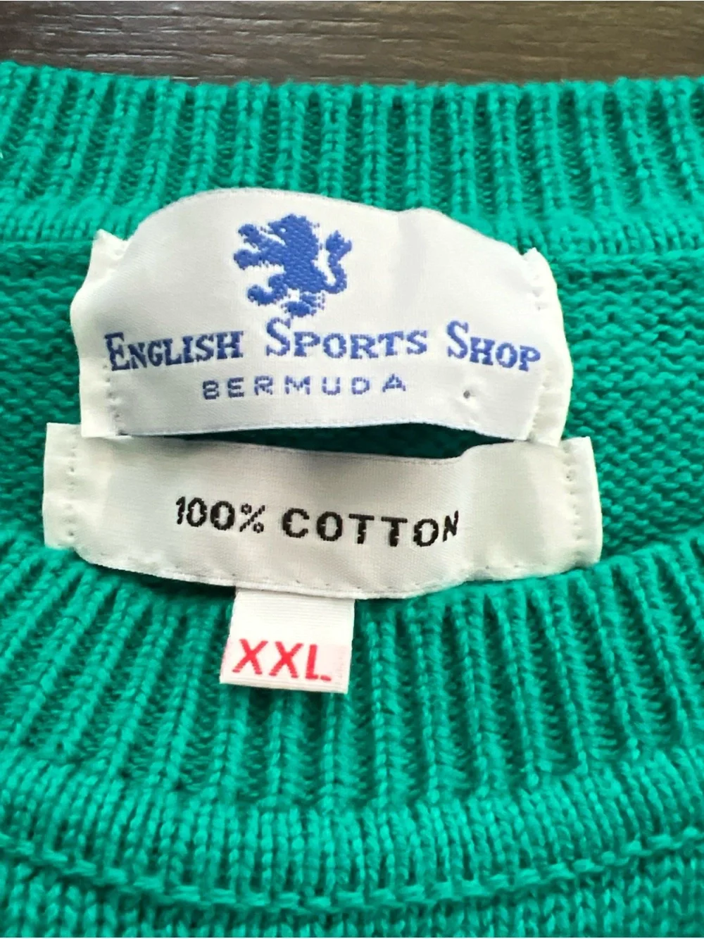 VTG ENGLISH SPORTS SHOP Bermuda 100% Cotton Teal Green Crewneck Sweater XXL